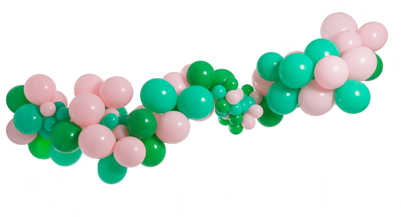 Pinkand Green Balloon Garland PNG Image