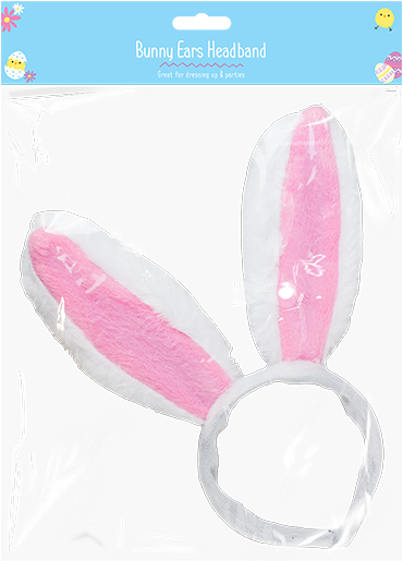 Pinkand White Bunny Ears Headband PNG Image