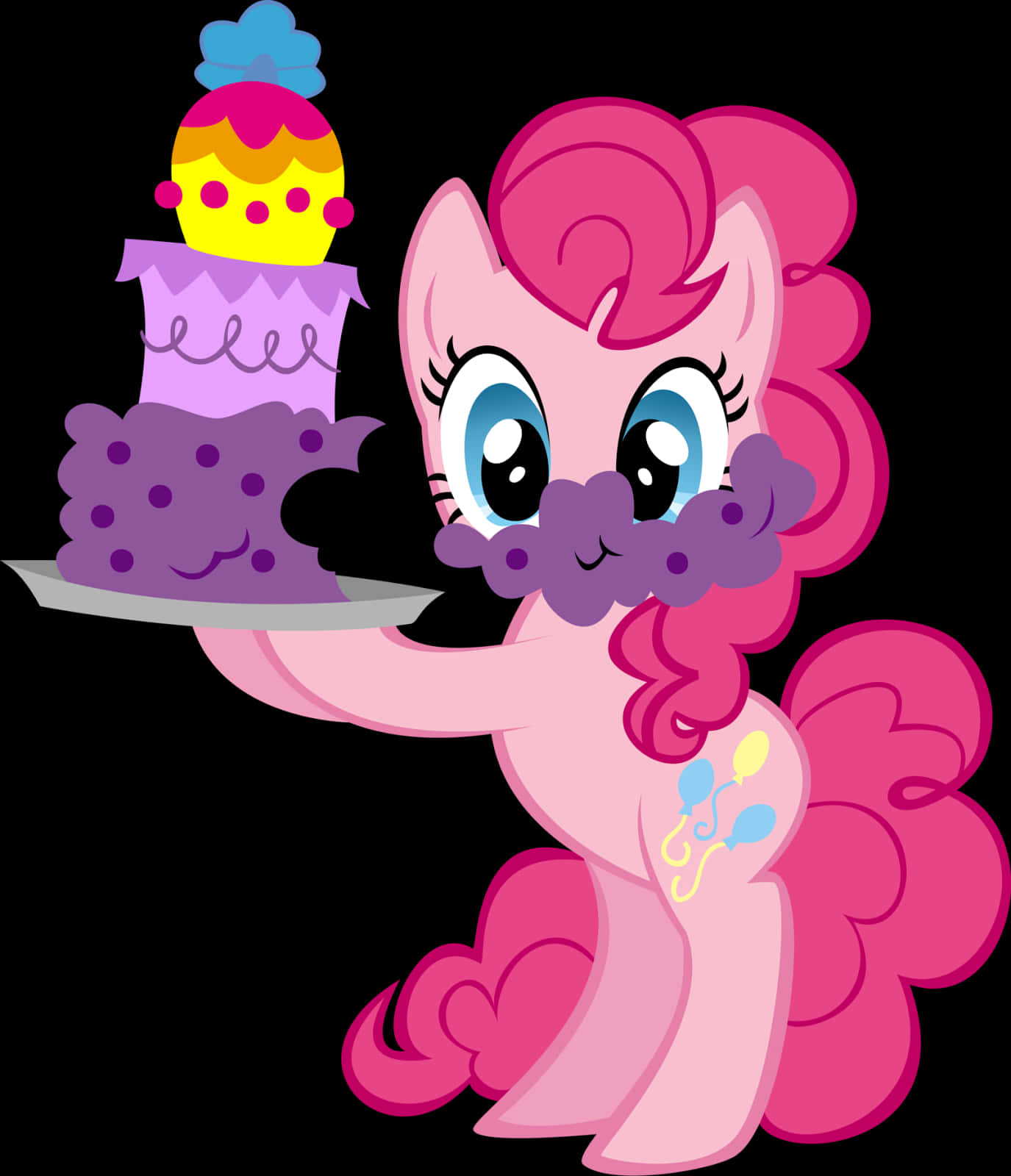 Pinkie Pie With Cake Illustration PNG Image