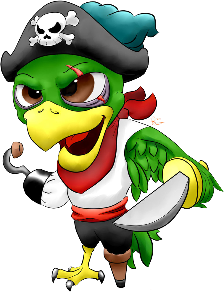 Pirate Parrot Cartoon Character PNG Image