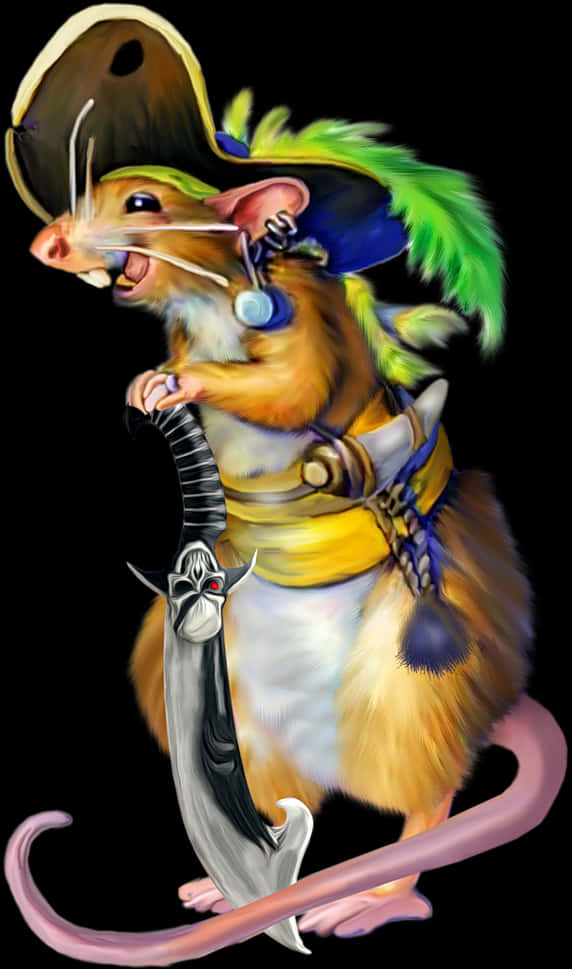 Pirate Rat Cartoon Character PNG Image