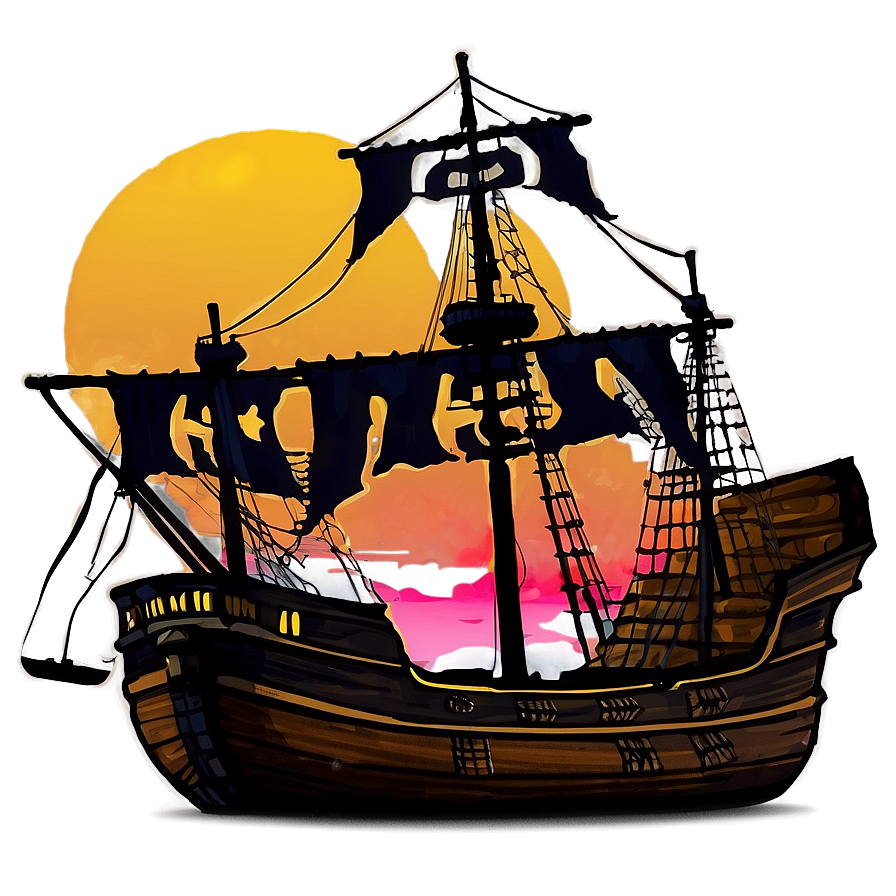 Pirate Ship At Sunset Png Eww72 PNG Image