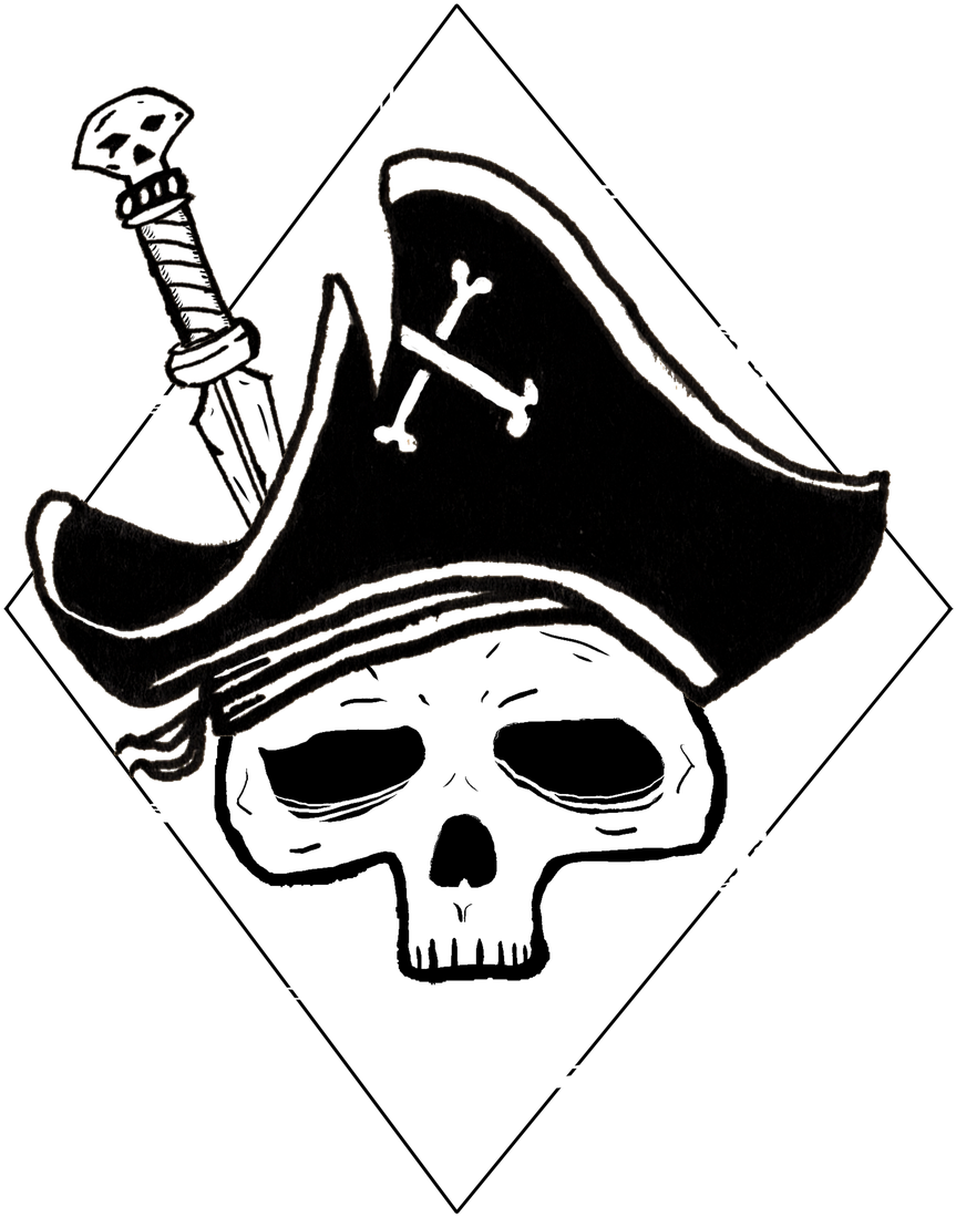 Pirate Skulland Sword Drawing PNG Image