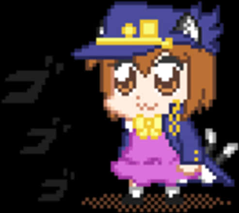 Pixel_ Art_ Anime_ Character_with_ Hat PNG Image