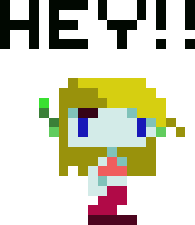 Pixel Art Blonde Character Saying Hey PNG Image