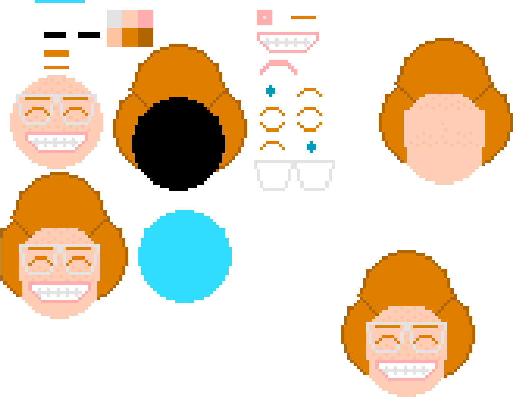 Pixel Art Face Assembly Kit PNG Image