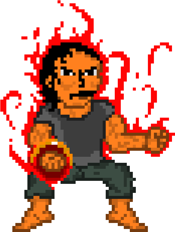 Pixel Art Fighter With Energy Blast PNG Image