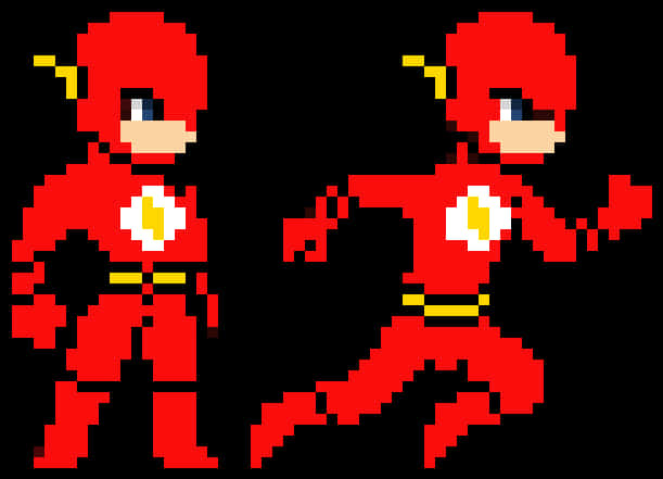 Pixel Art Flash Standingand Running PNG Image