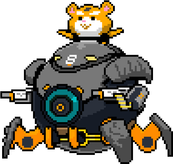 Pixel Art_ Hamster Piloted Robot PNG Image