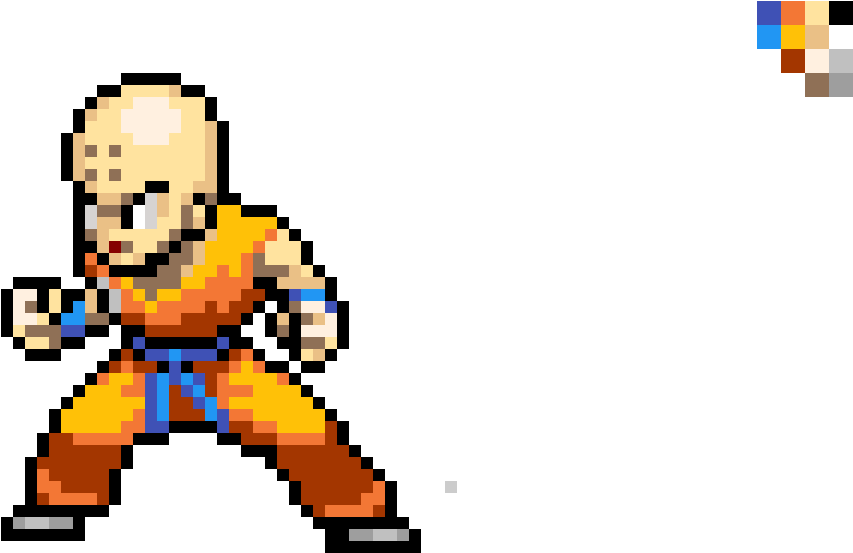 Pixel Art Krillin Stance PNG Image