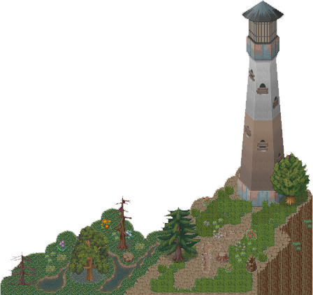 Pixel Art Lighthouse Cliffside PNG Image