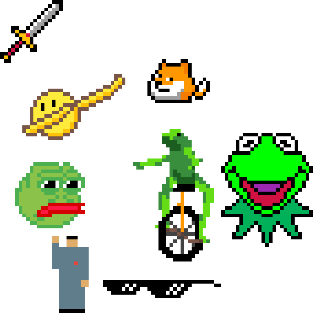 Pixel Art Meme Characters Compilation PNG Image