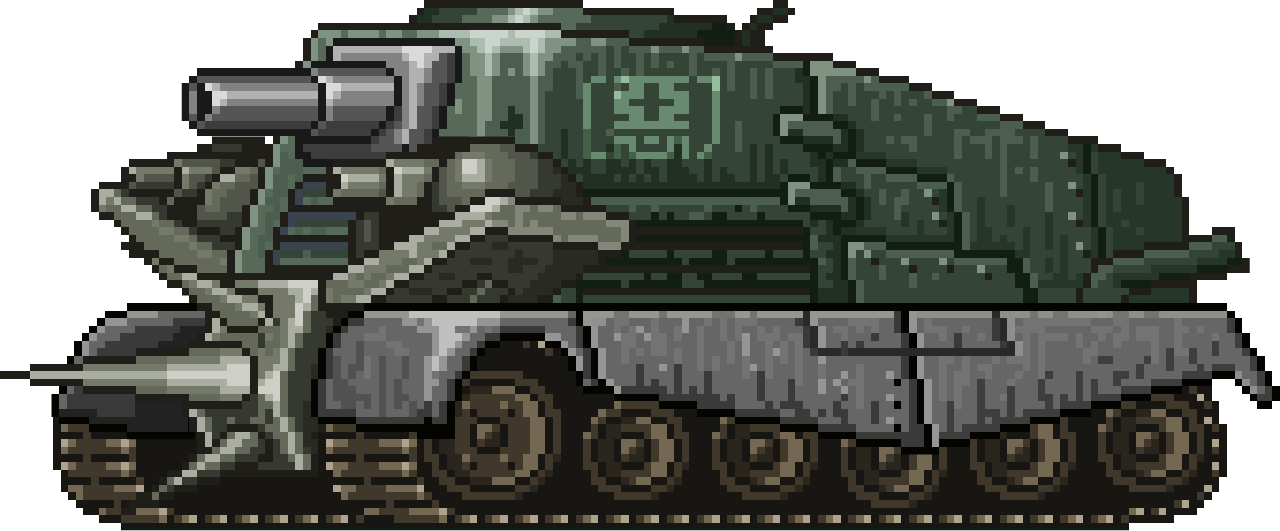 Pixel Art Military Tank PNG Image