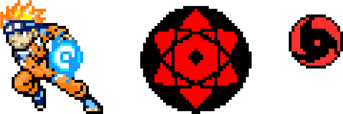 Pixel Art Naruto Rasengan Sharingan Mangekyou PNG Image