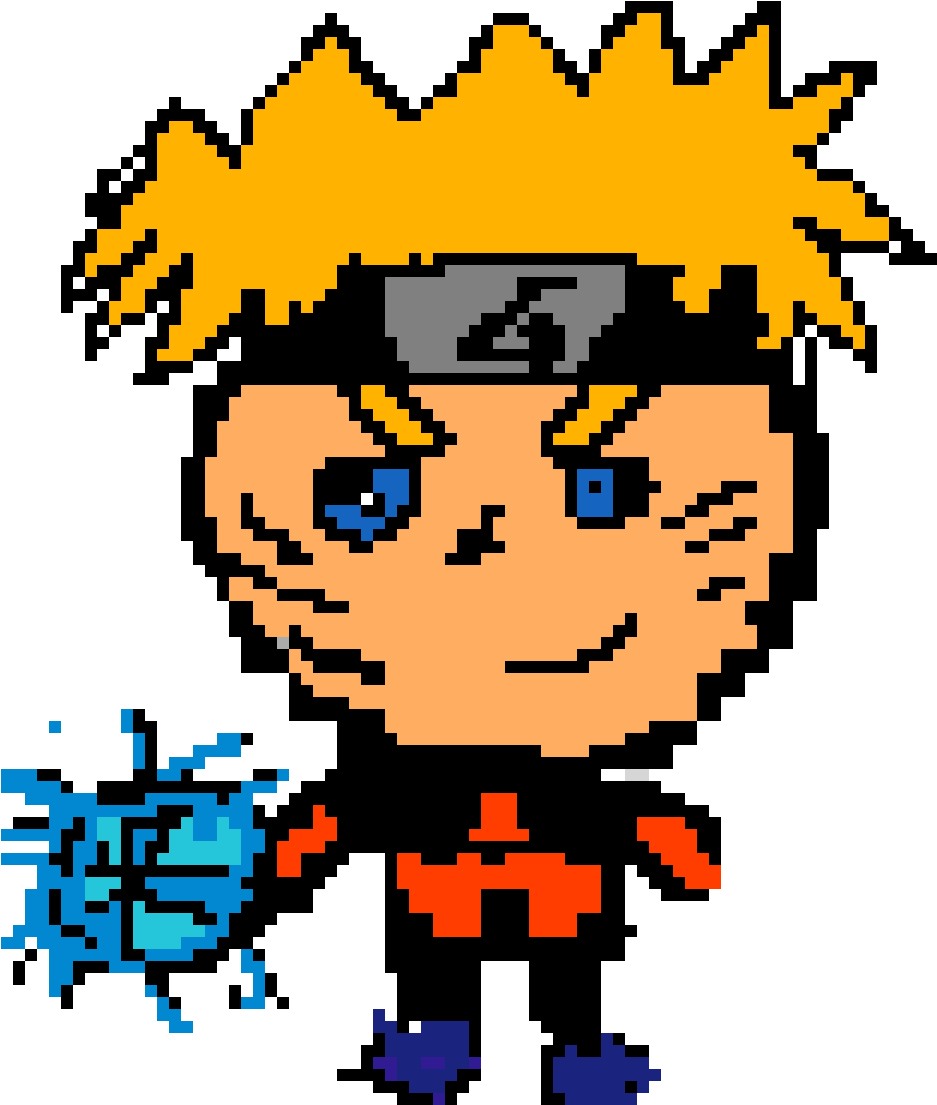 Pixel Art Ninja Character With Rasengan PNG Image