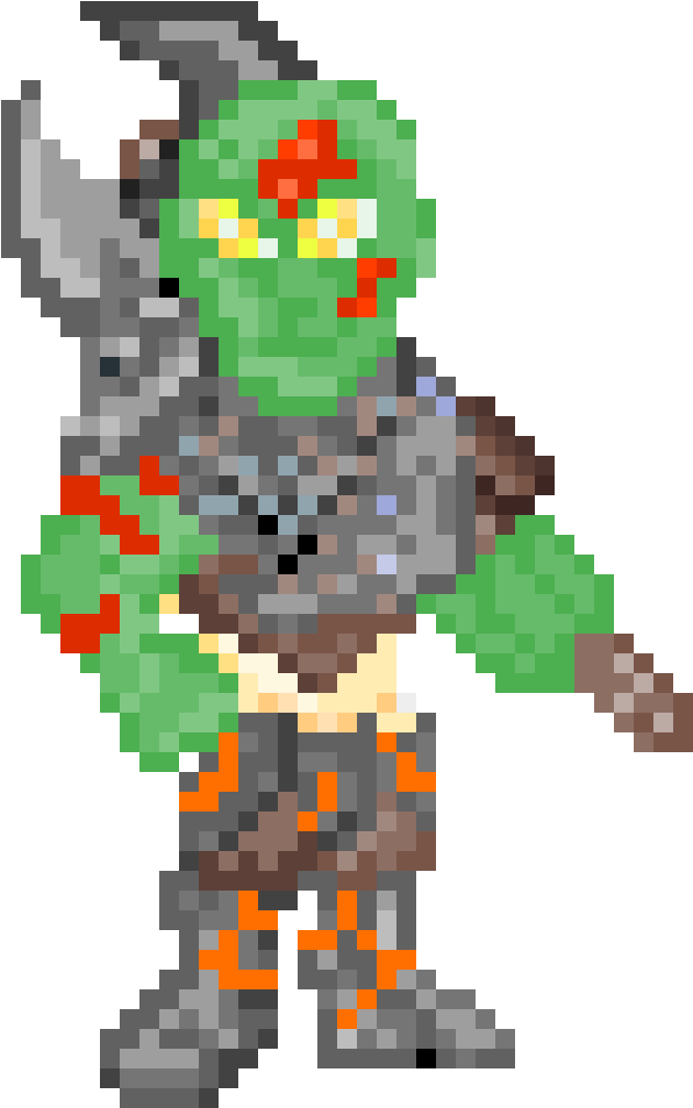 Pixel Art Orc Warrior PNG Image