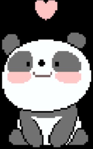 Pixel Art Pandawith Heart PNG Image