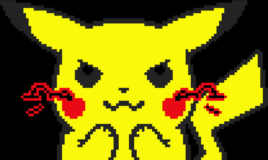 Pixel Art Pikachuwith Apple PNG Image