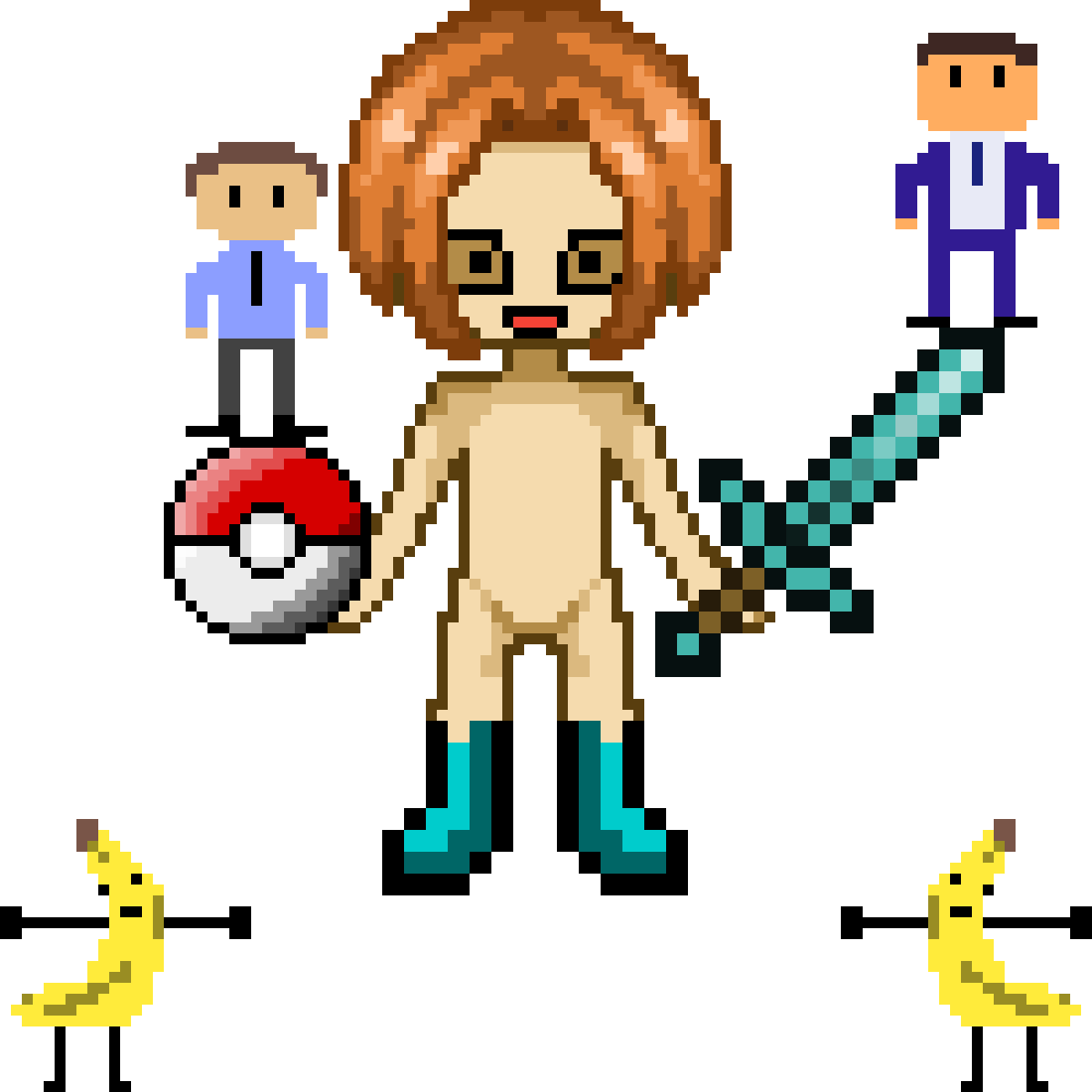 Pixel Art Roblox Characterwith Pokemonand Minecraft Elements PNG Image