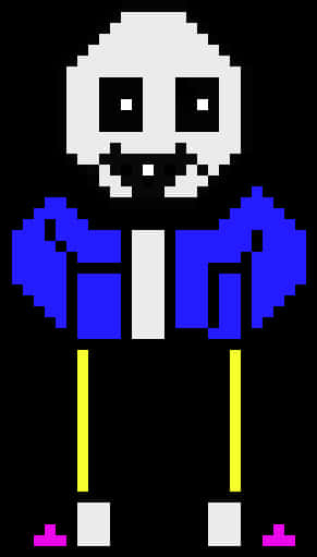 Pixel Art Sans Undertale Character PNG Image