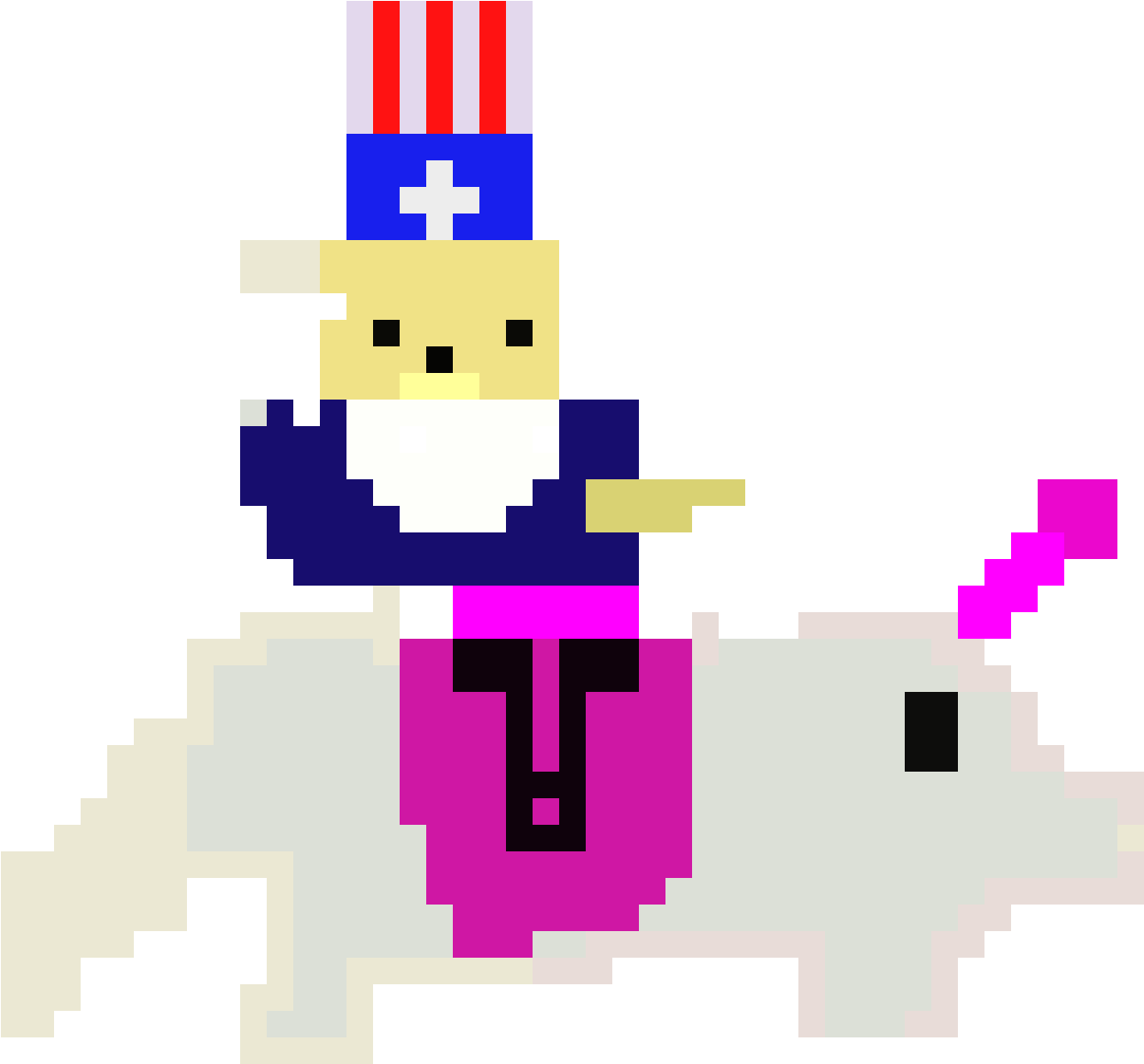 Pixel Art Uncle Sam Riding Animal PNG Image