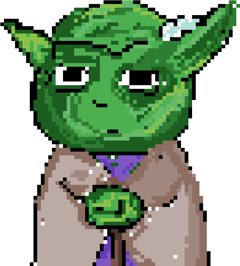 Pixel Art Yoda Portrait PNG Image