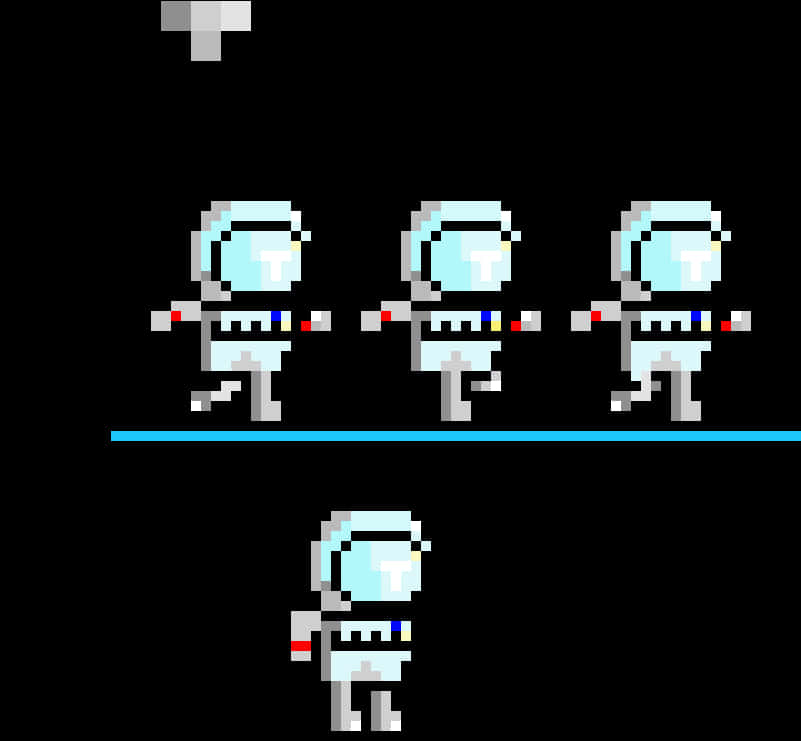 Pixel Astronautsin Spacewalk Formation PNG Image