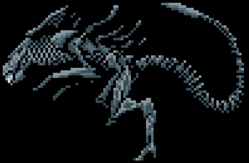 Pixelated Alien Creature Artwork PNG Image