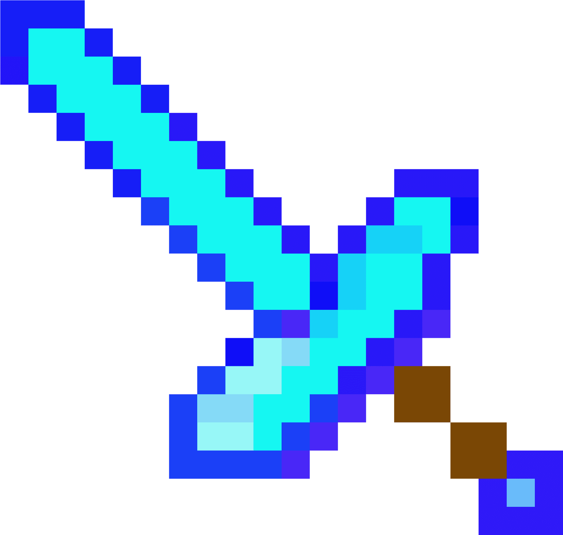 Pixelated Blue Diamond Sword PNG Image