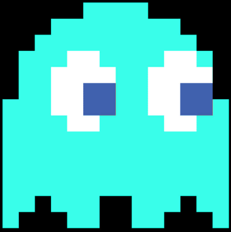 Pixelated Blue Ghost Graphic PNG Image