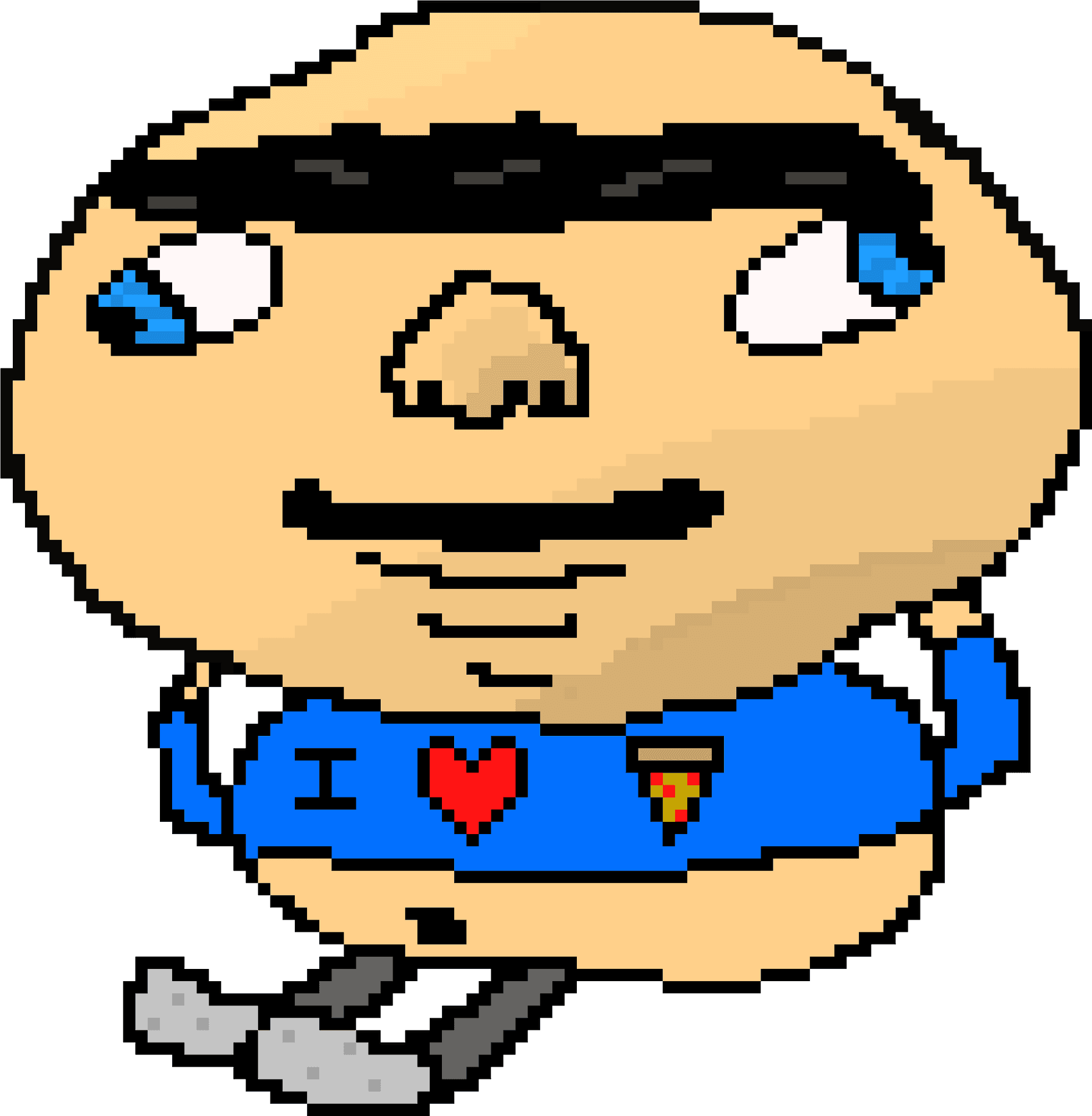 Pixelated Blue Shirt Character PNG Image