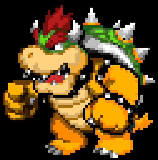 Pixelated Bowser Artwork PNG Image