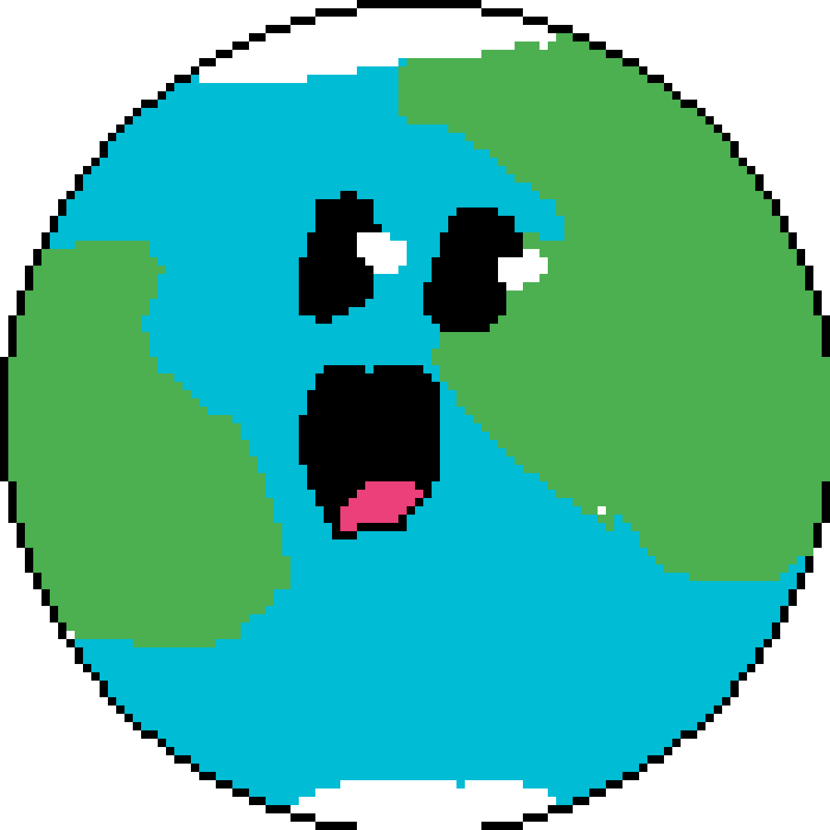 Pixelated Cartoon Earth Expression PNG Image