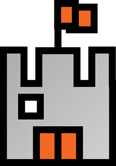 Pixelated Castle Icon PNG Image