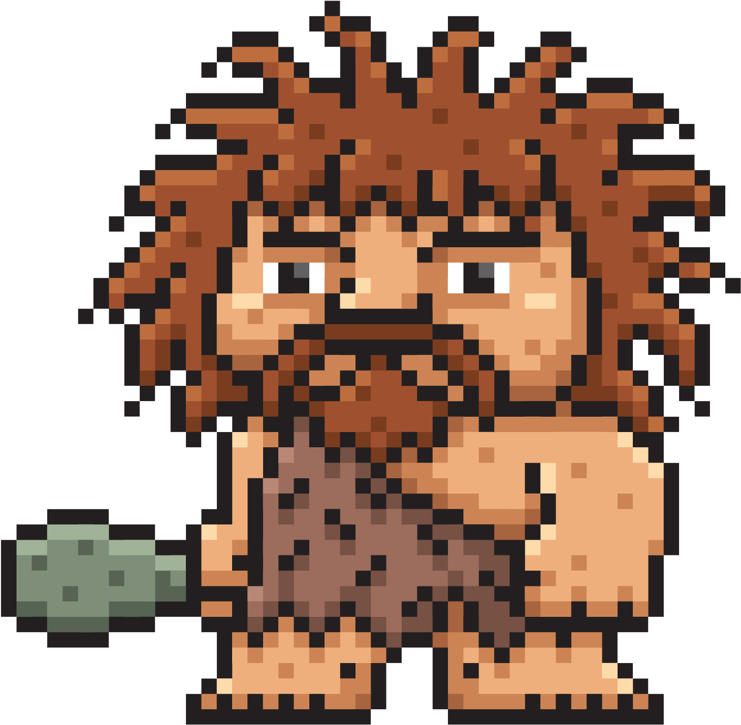 Pixelated Cavemanwith Club PNG Image