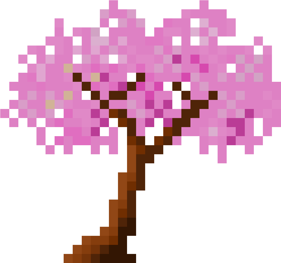 Pixelated Cherry Blossom Tree PNG Image