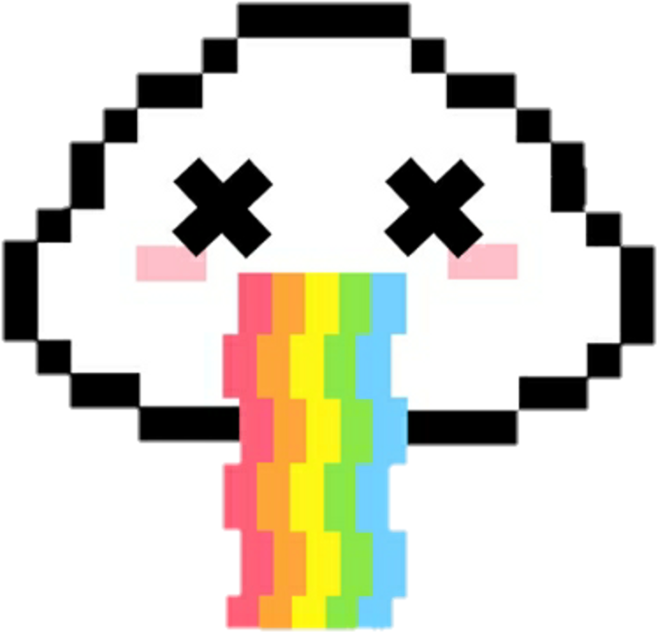 Pixelated_ Cloud_ Vomiting_ Rainbow PNG Image