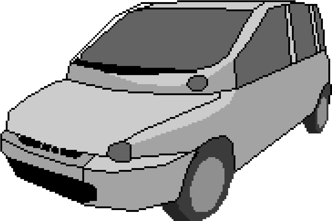 Pixelated Compact Car Illustration.png PNG Image