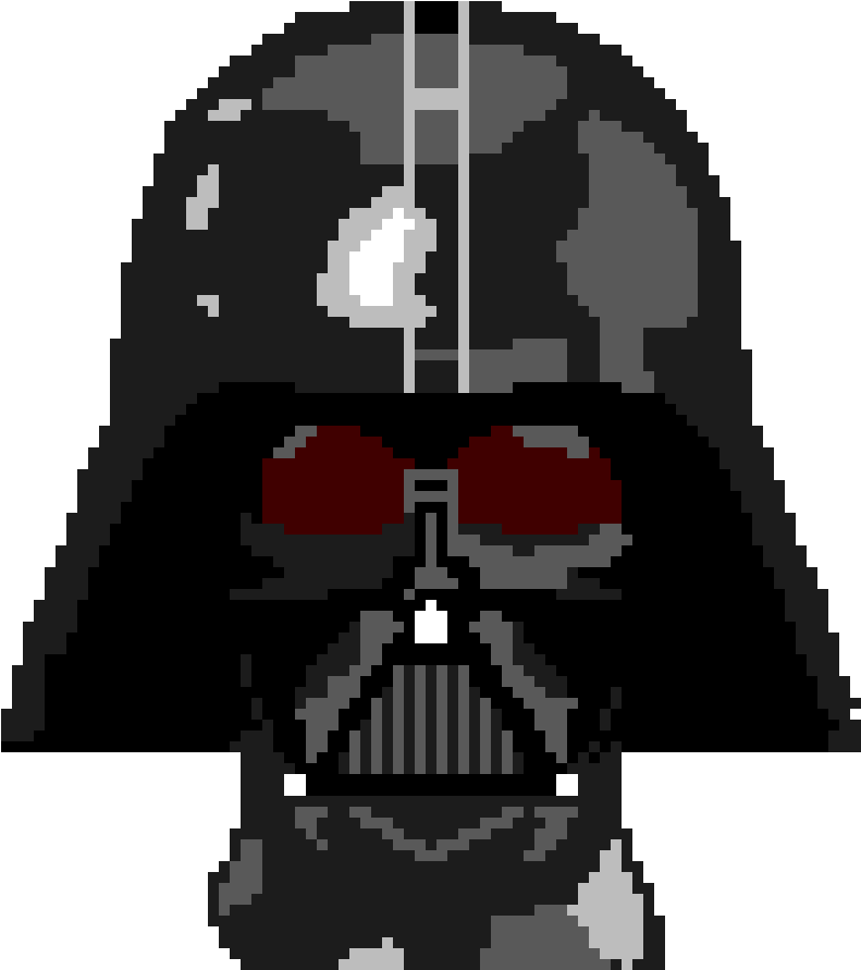 Pixelated Dark Helmet Portrait PNG Image