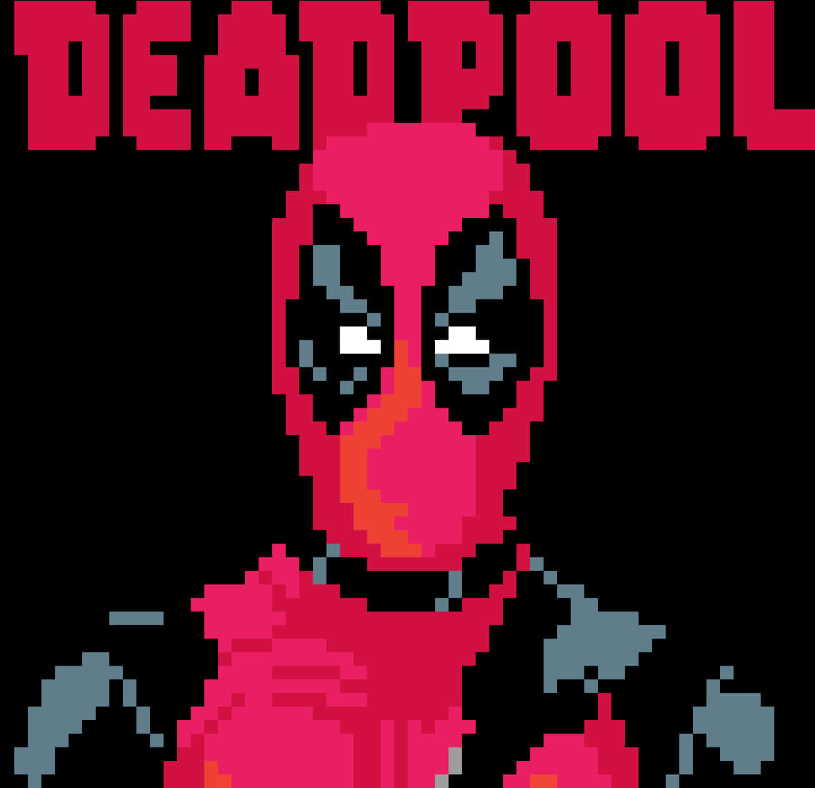 Pixelated Deadpool Portrait PNG Image