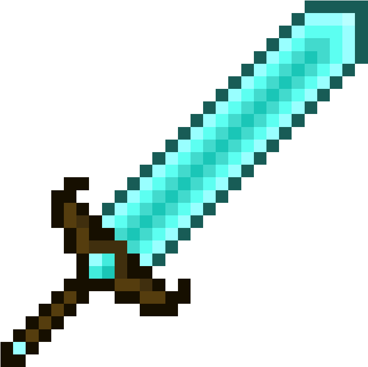 Pixelated Diamond Sword PNG Image