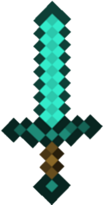 Pixelated Diamond Sword Icon PNG Image