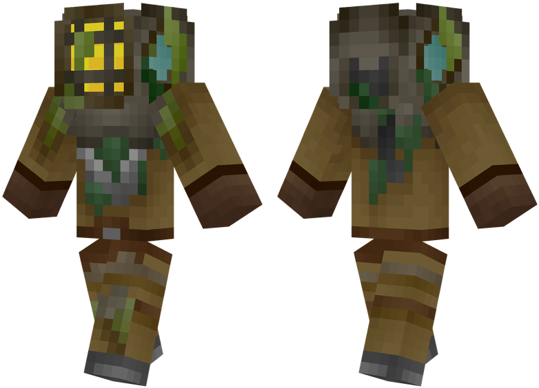 Pixelated Diver Character Model PNG Image