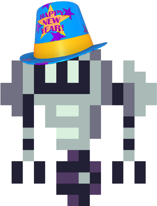 Pixelated Figurewith New Year Hat PNG Image