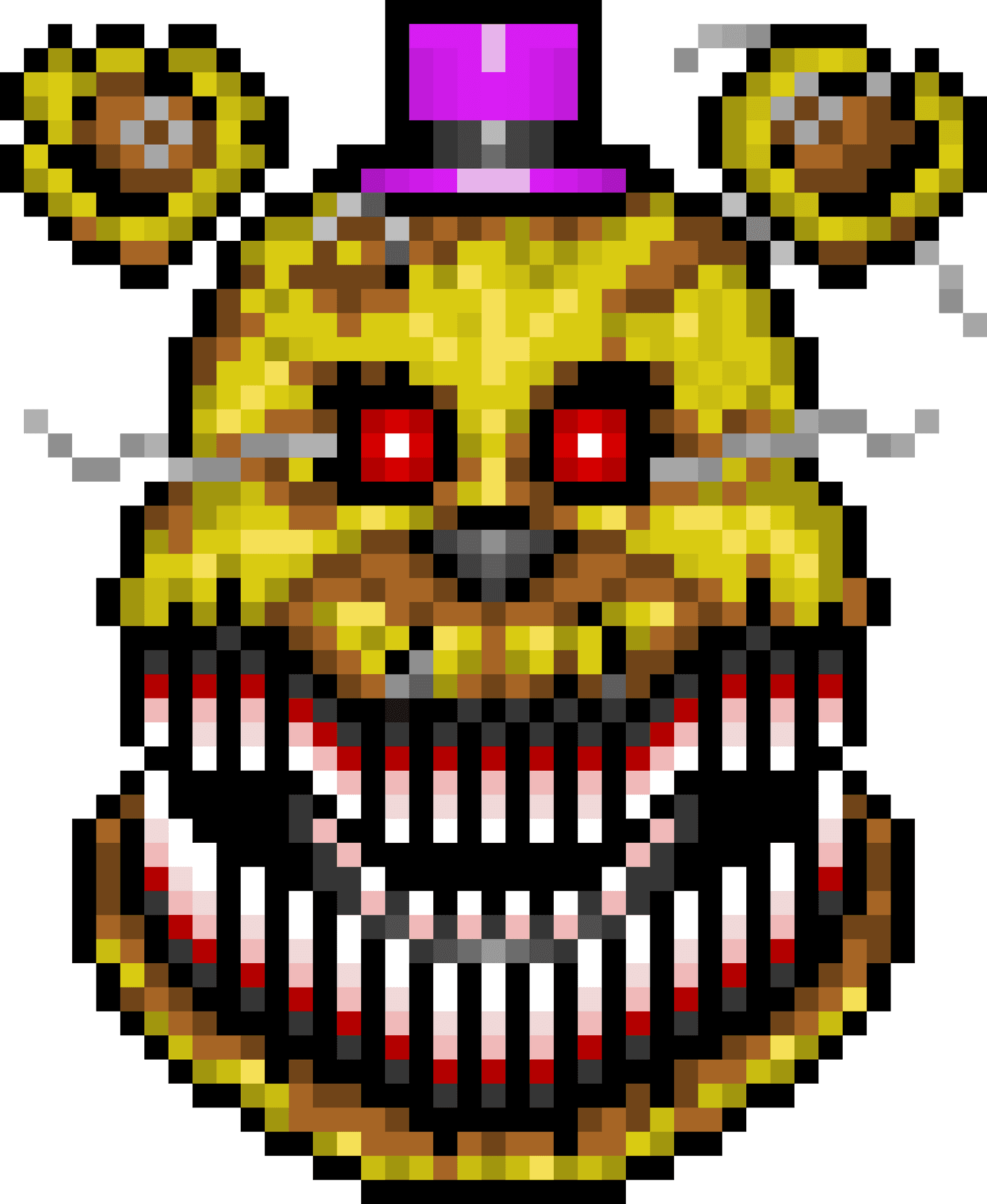 Pixelated Fredbear Headshot PNG Image