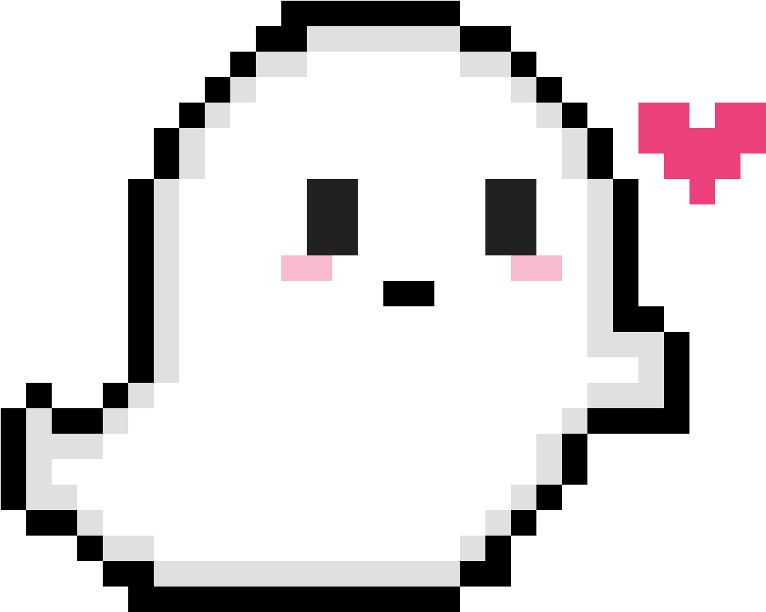 Pixelated Ghost With Heart PNG Image