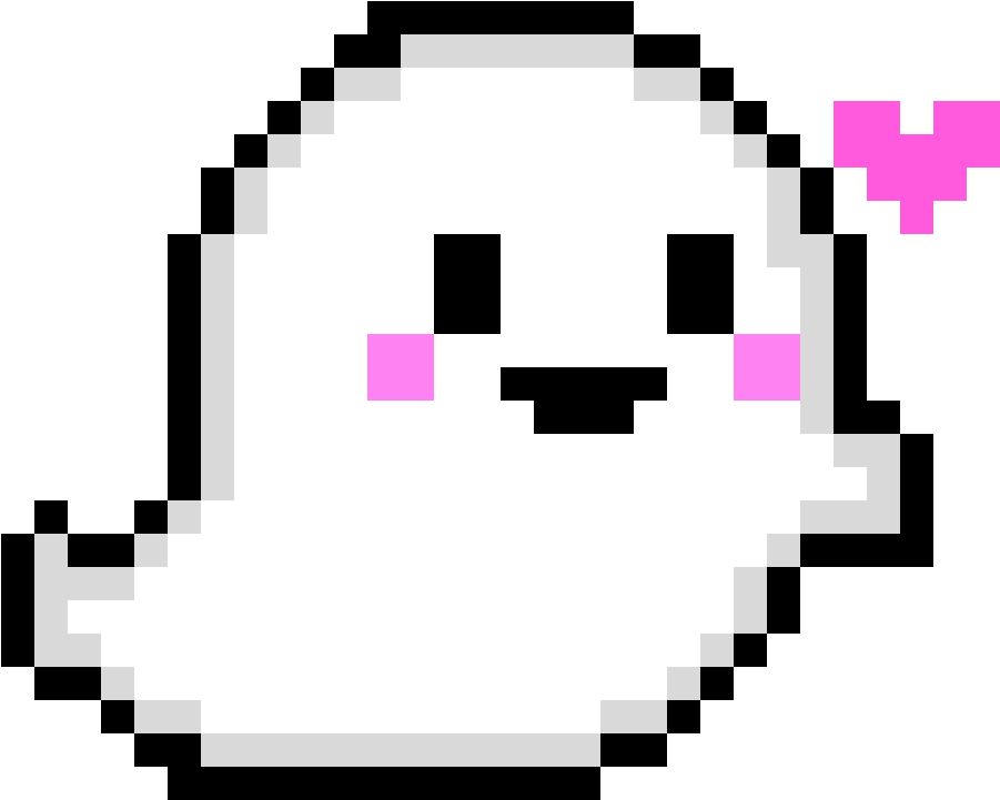 Pixelated Ghost With Heart PNG Image