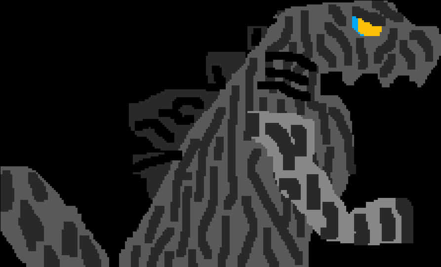 Pixelated Godzilla Profile PNG Image