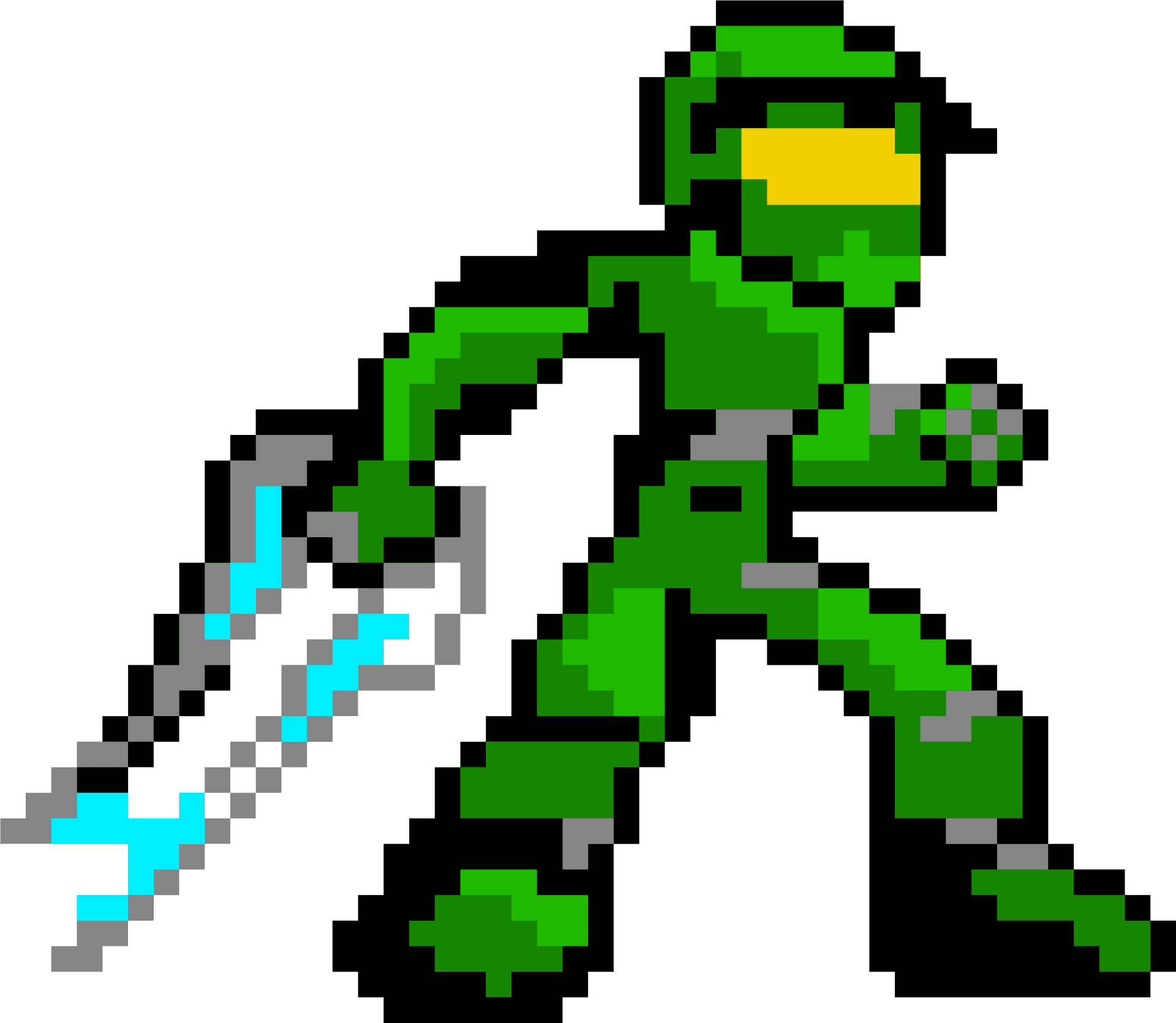 Pixelated Green Armor Warrior PNG Image