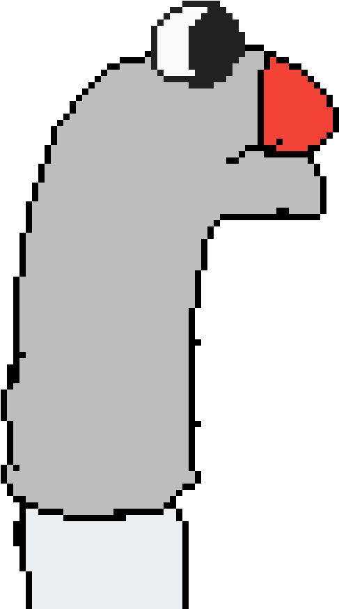 Pixelated Grey Bird Puppet PNG Image